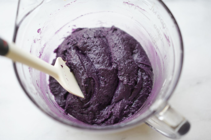 mixed ube cookie batter