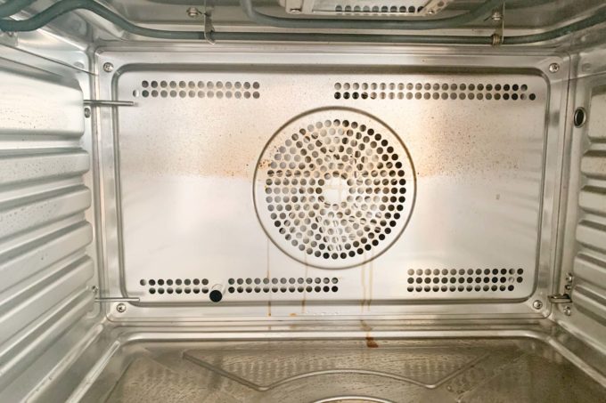 oil splattered interior of Anova Precision Oven