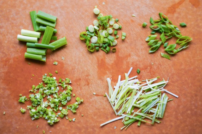 various ways to cut green onion