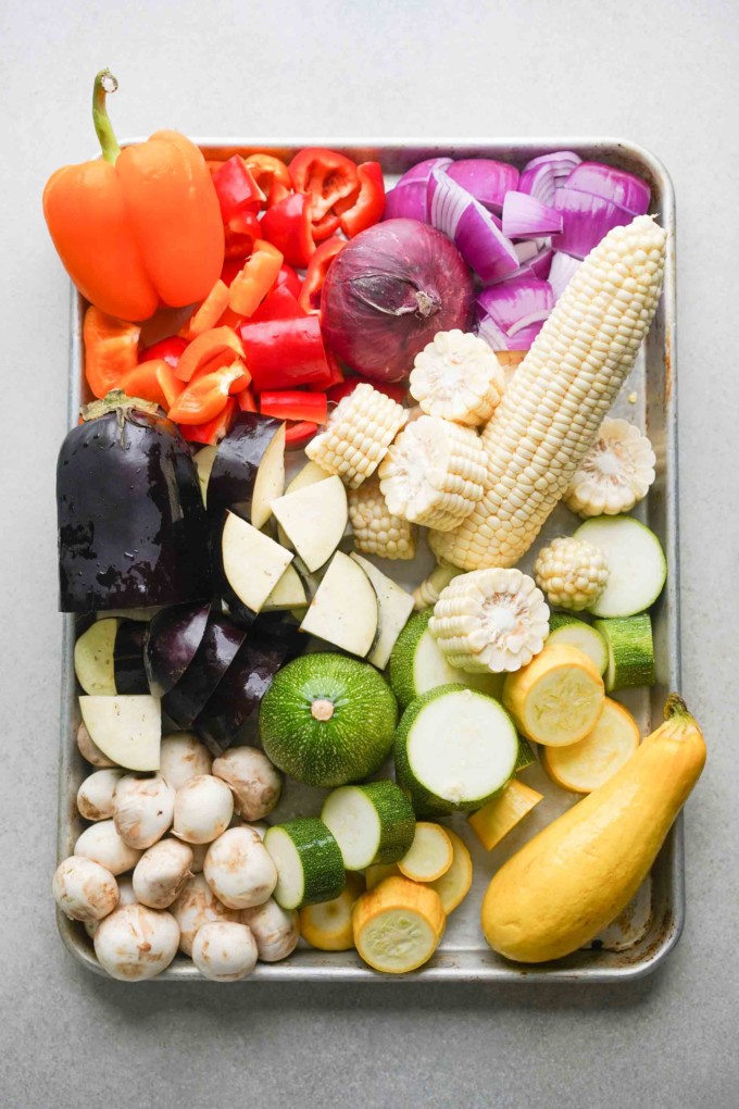 tray of cut veggies