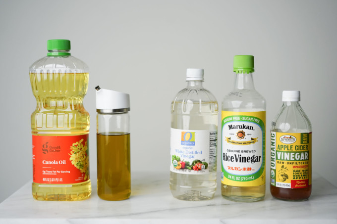 bottles of oil and vinegar